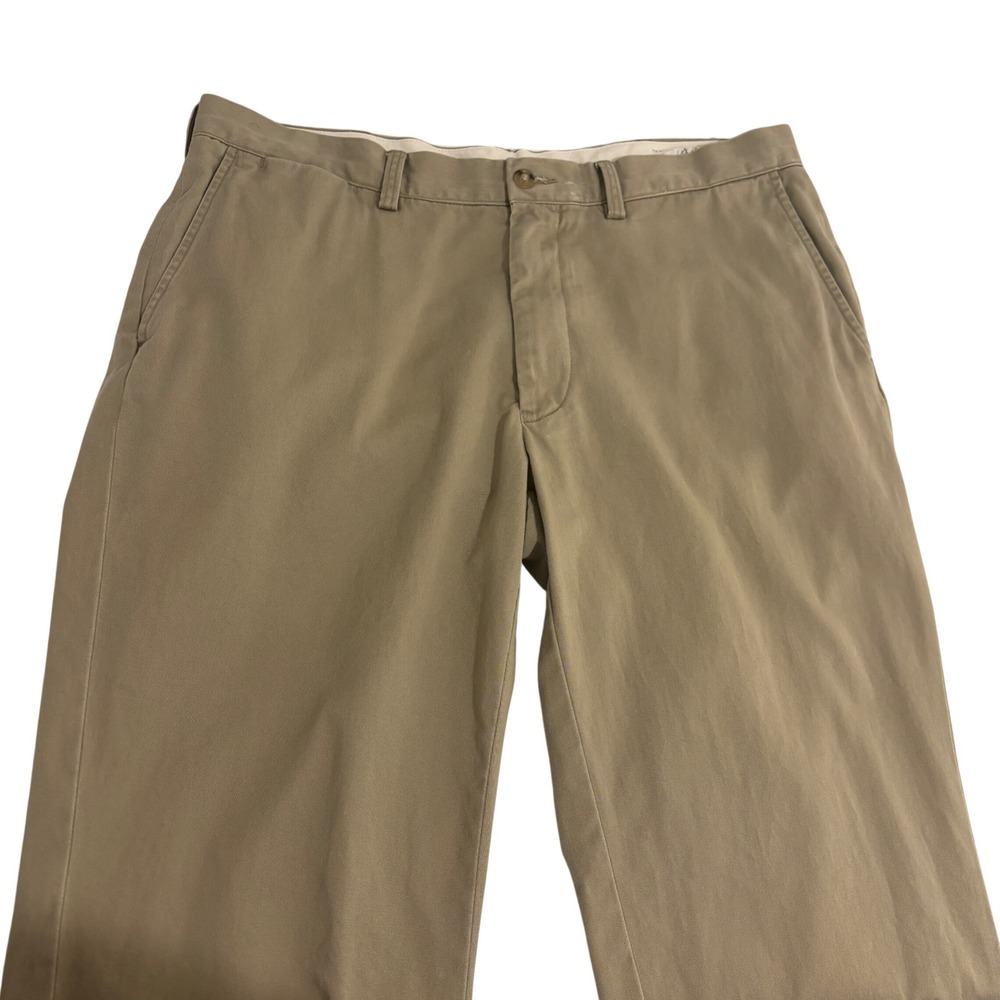 Polo Ralph Lauren Khaki Chinos Pants Men L 36x33 Classic Cotton Twill Flat Front
